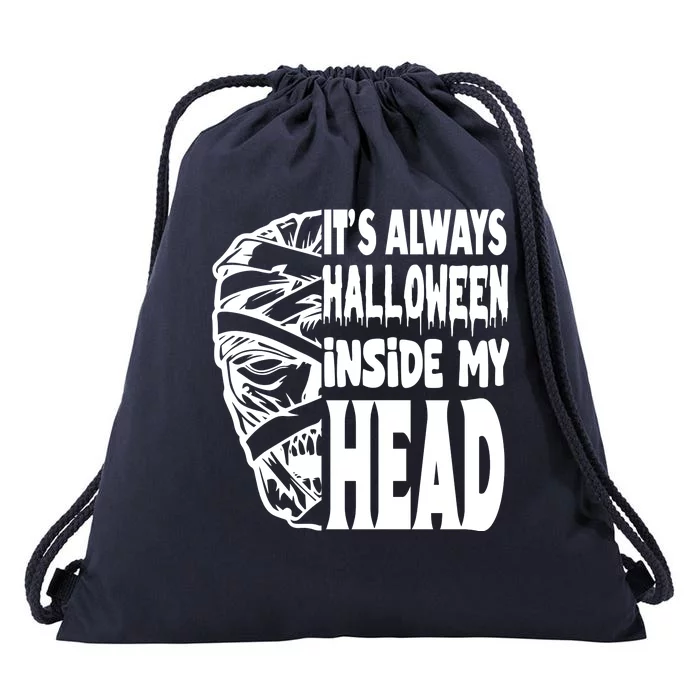 Its Always Halloween Inside My Head Zombie Drawstring Bag