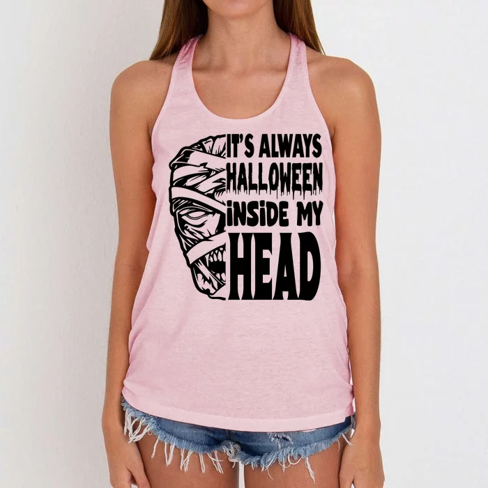 Its Always Halloween Inside My Head Zombie Women's Knotted Racerback Tank