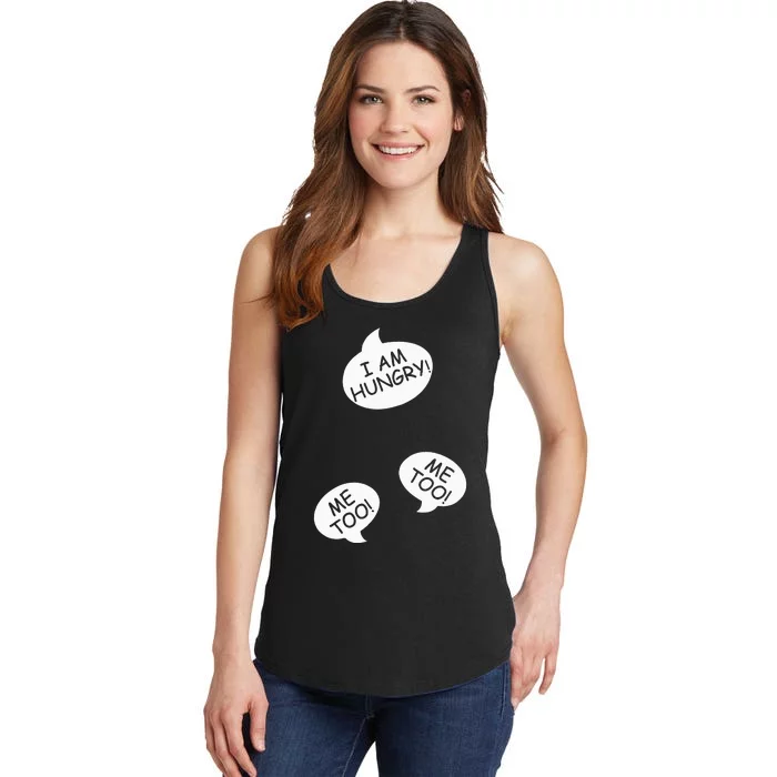 I Am Hungry Me To Baby Bump Design Twins Twin Pregnancy Ladies Essential Tank