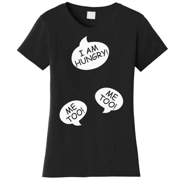 I Am Hungry Me To Baby Bump Design Twins Twin Pregnancy Women's T-Shirt