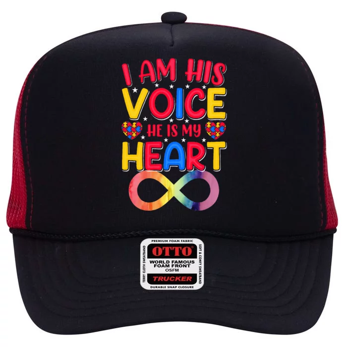 I Am His Voice He Is My Heart High Crown Mesh Trucker Hat