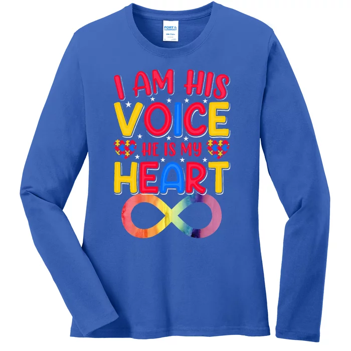 I Am His Voice He Is My Heart Ladies Long Sleeve Shirt