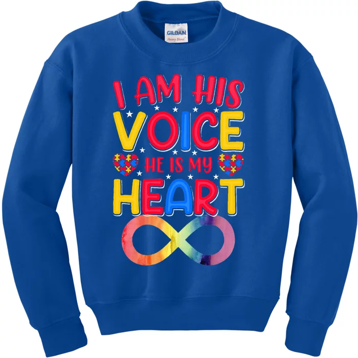 I Am His Voice He Is My Heart Kids Sweatshirt