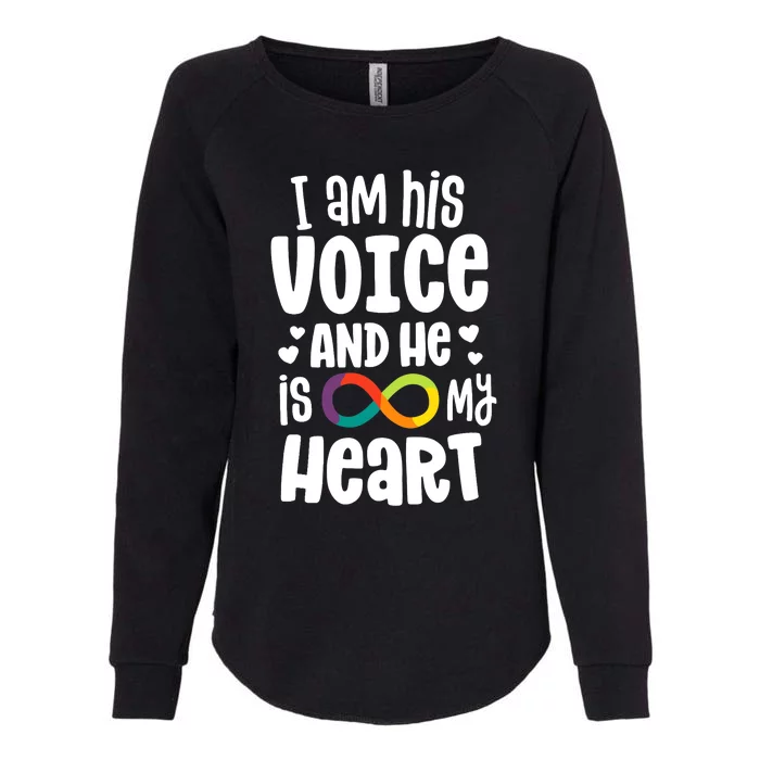 I Am His Voice And He Is My Heart Autism Infinity Womens California Wash Sweatshirt