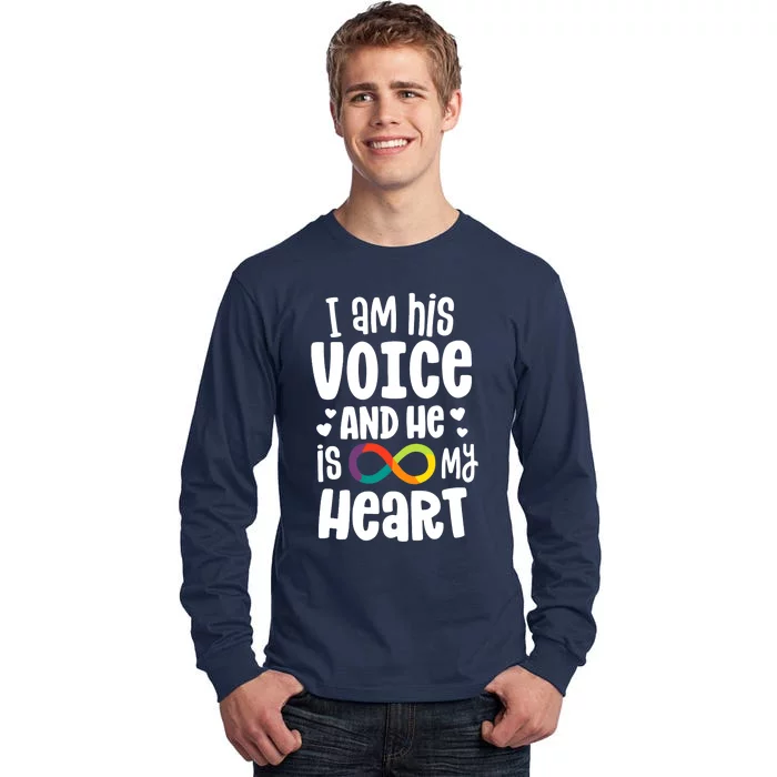 I Am His Voice And He Is My Heart Autism Infinity Tall Long Sleeve T-Shirt