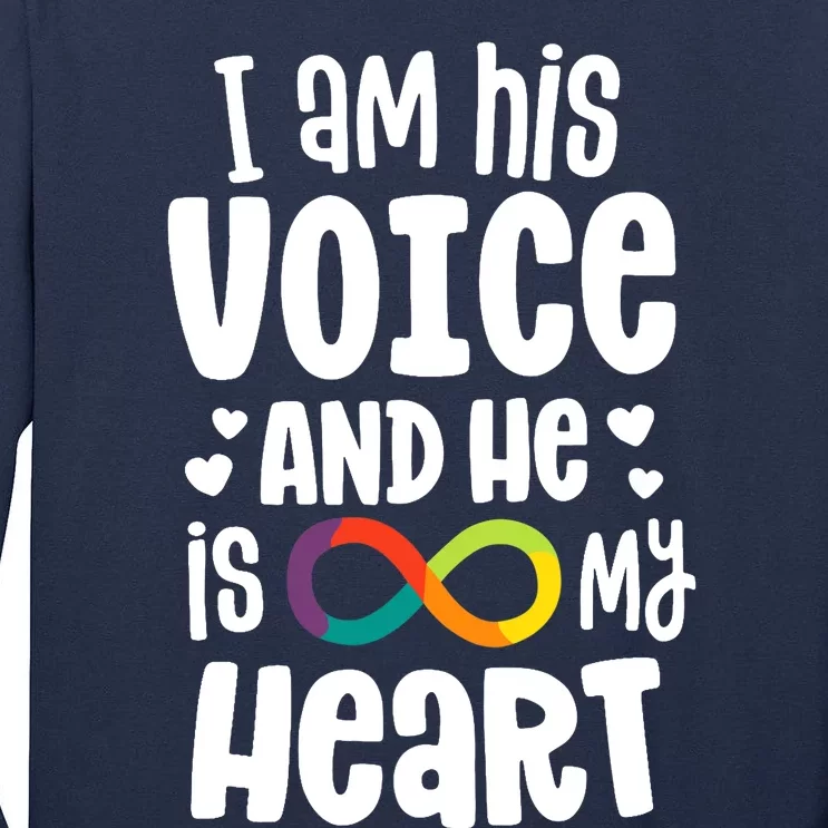 I Am His Voice And He Is My Heart Autism Infinity Tall Long Sleeve T-Shirt