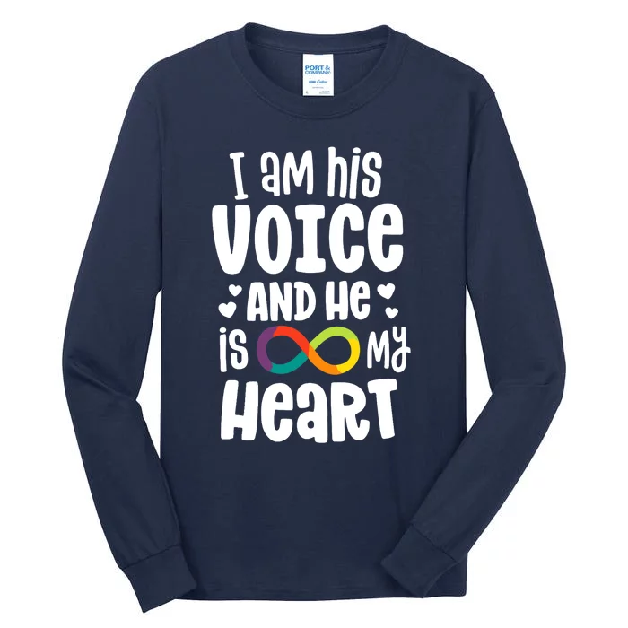 I Am His Voice And He Is My Heart Autism Infinity Tall Long Sleeve T-Shirt