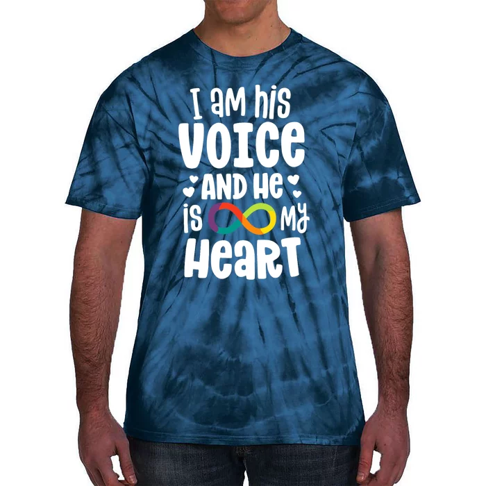 I Am His Voice And He Is My Heart Autism Infinity Tie-Dye T-Shirt