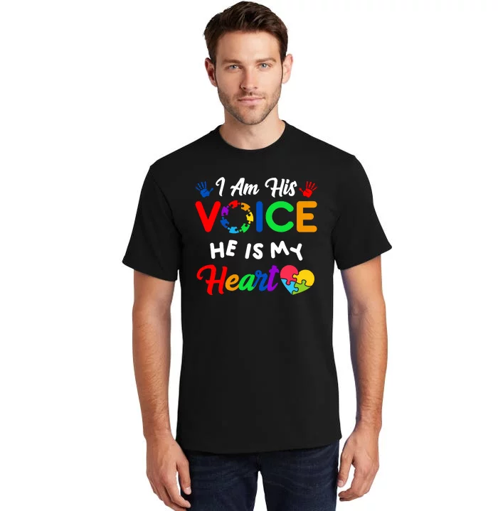 I Am His Voice He Is My Heart Autism Awareness Tall T-Shirt