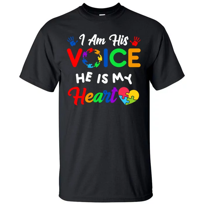 I Am His Voice He Is My Heart Autism Awareness Tall T-Shirt