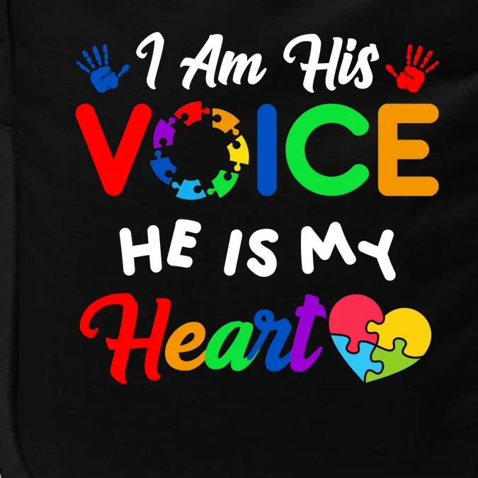 I Am His Voice He Is My Heart Autism Awareness Impact Tech Backpack