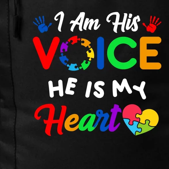 I Am His Voice He Is My Heart Autism Awareness Daily Commute Backpack