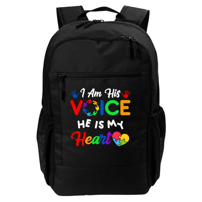 I Am His Voice He Is My Heart Autism Awareness Daily Commute Backpack