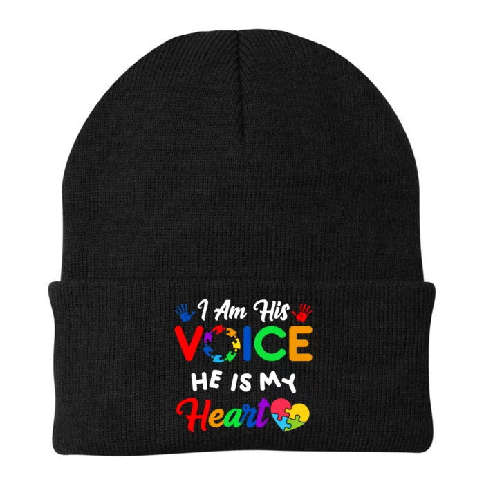 I Am His Voice He Is My Heart Autism Awareness Knit Cap Winter Beanie