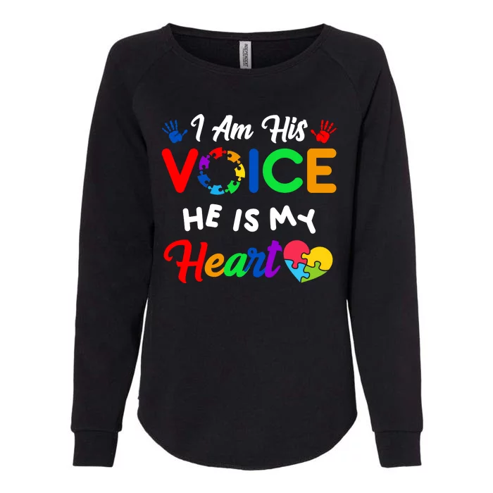 I Am His Voice He Is My Heart Autism Awareness Womens California Wash Sweatshirt