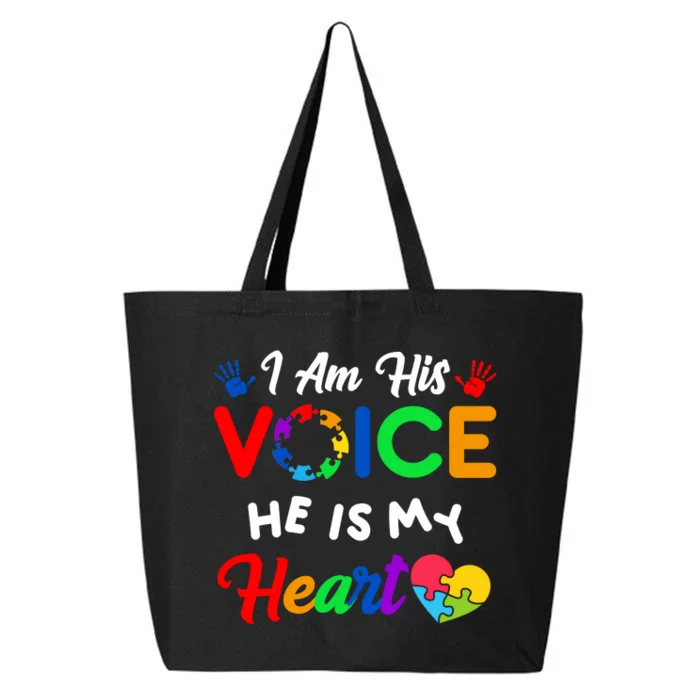 I Am His Voice He Is My Heart Autism Awareness 25L Jumbo Tote