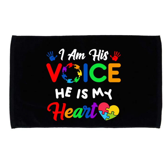 I Am His Voice He Is My Heart Autism Awareness Microfiber Hand Towel