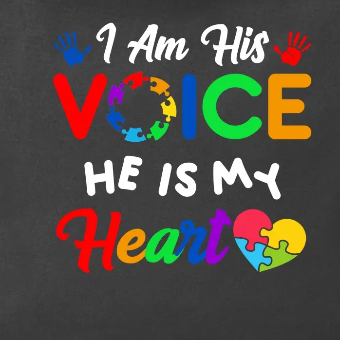 I Am His Voice He Is My Heart Autism Awareness Zip Tote Bag