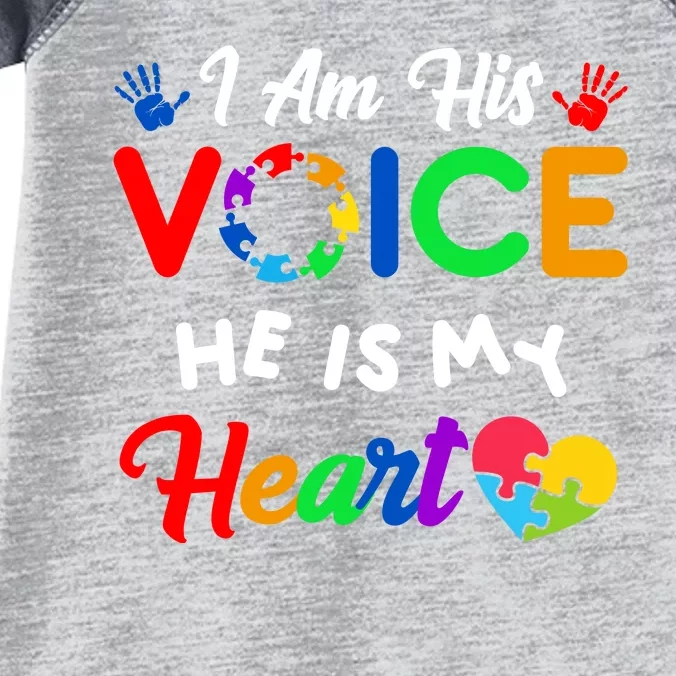 I Am His Voice He Is My Heart Autism Awareness Infant Baby Jersey Bodysuit