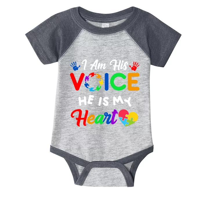 I Am His Voice He Is My Heart Autism Awareness Infant Baby Jersey Bodysuit