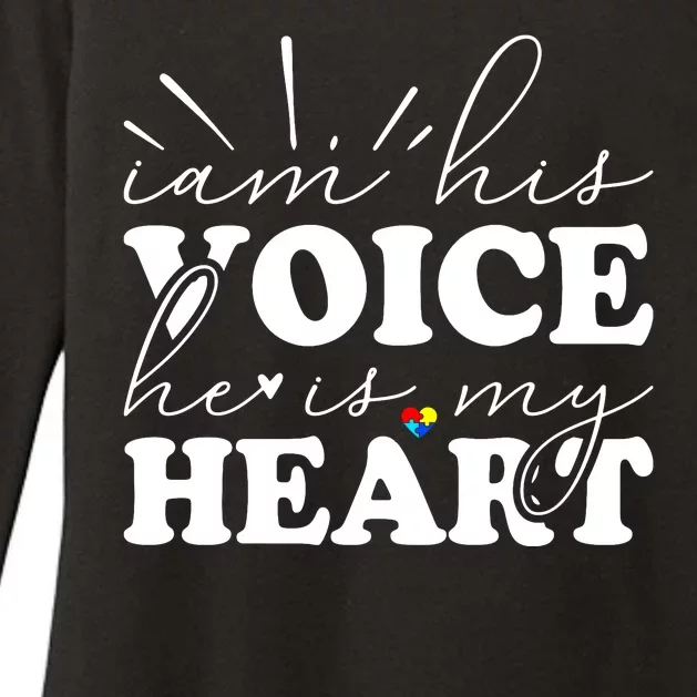 I Am His Voice He Is My Heart Autism Awareness Womens CVC Long Sleeve Shirt