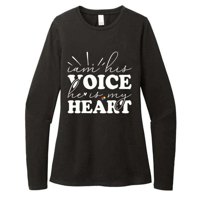 I Am His Voice He Is My Heart Autism Awareness Womens CVC Long Sleeve Shirt