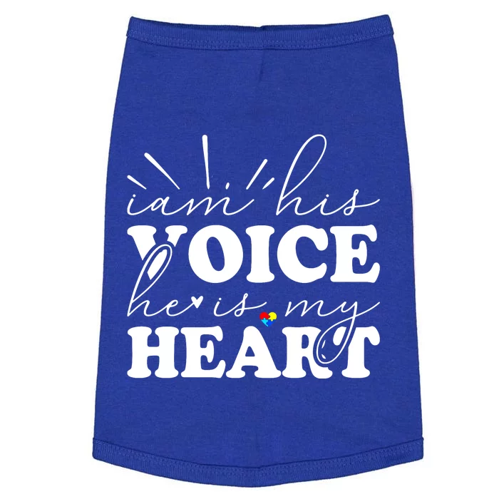 I Am His Voice He Is My Heart Autism Awareness Doggie Tank