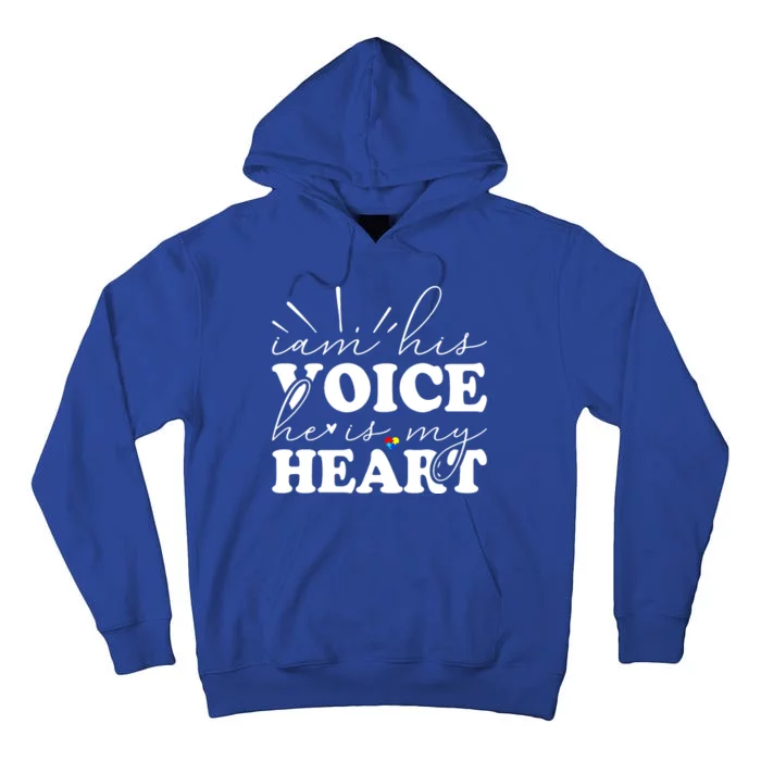 I Am His Voice He Is My Heart Autism Awareness Tall Hoodie