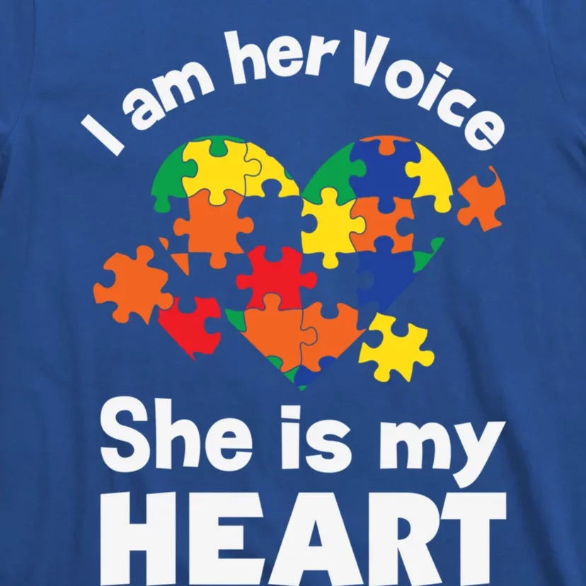 I Am His Voice He Is My Heart Autism Awareness Mom Dad Cute Gift T-Shirt