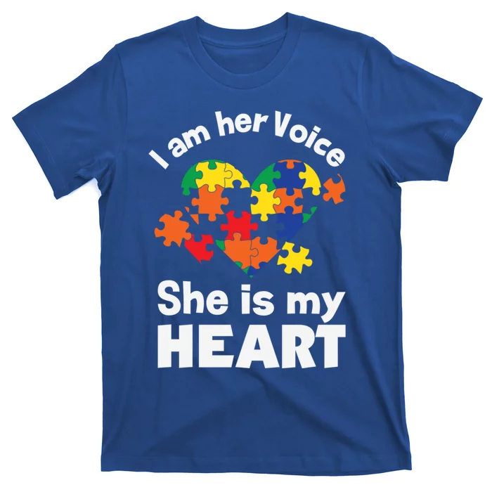 I Am His Voice He Is My Heart Autism Awareness Mom Dad Cute Gift T-Shirt