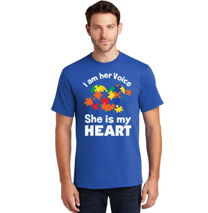 I Am His Voice He Is My Heart Autism Awareness Mom Dad Cute Gift Tall T-Shirt