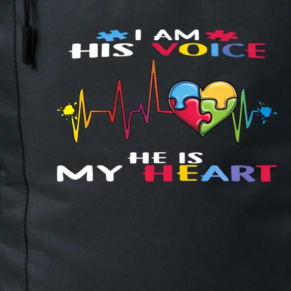 I Am His Voice He Is My Heart Autism Awareness Gift Daily Commute Backpack