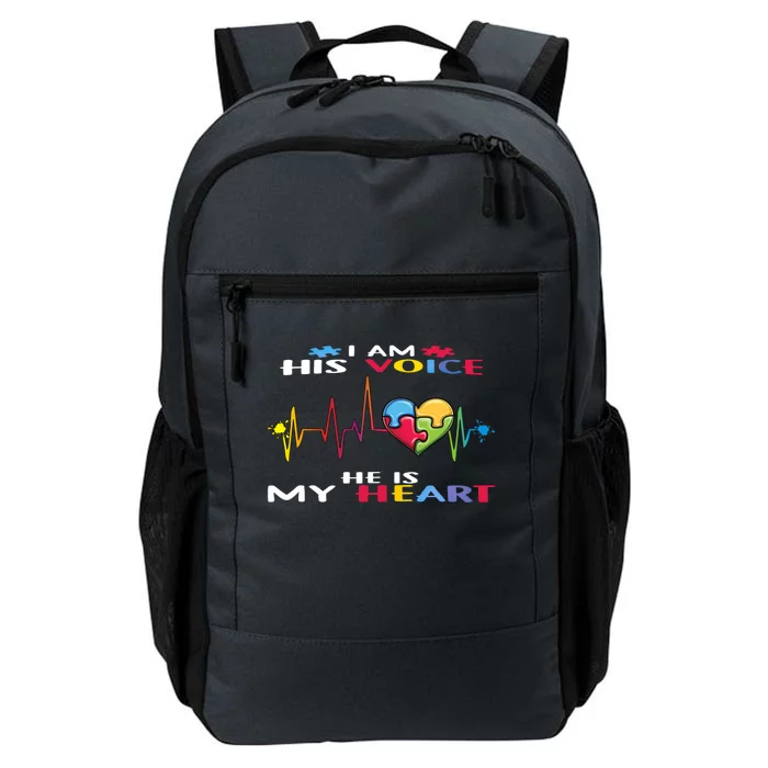 I Am His Voice He Is My Heart Autism Awareness Gift Daily Commute Backpack