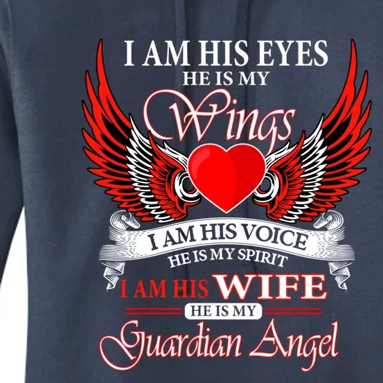 I Am His Wife He Is My Guardian Angel For Wife Lost Husband Gift Women's Pullover Hoodie