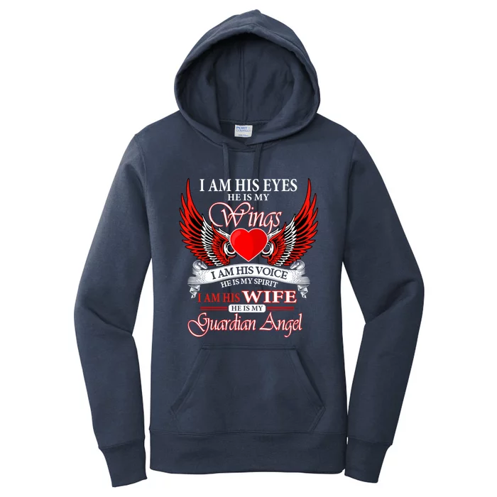 I Am His Wife He Is My Guardian Angel For Wife Lost Husband Gift Women's Pullover Hoodie