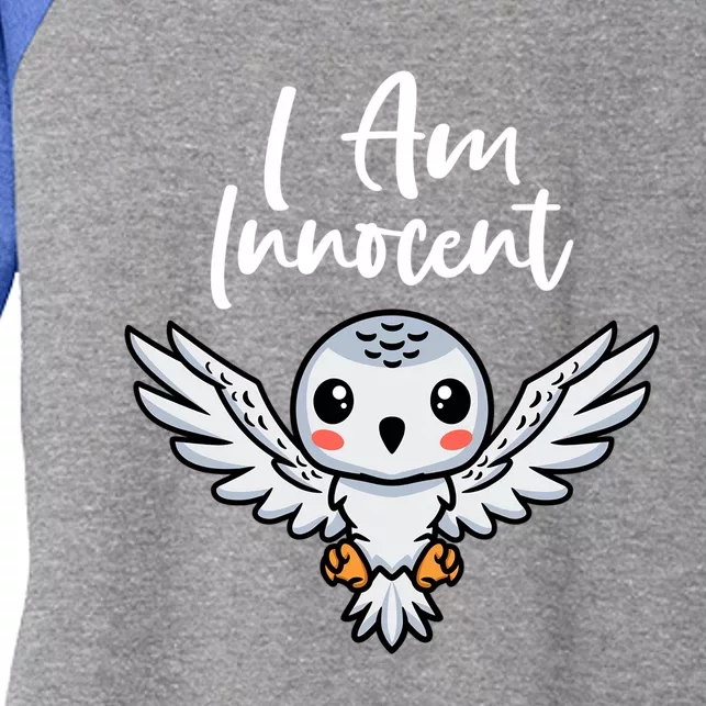 I Am Innocent I Kingfisher I Snow Owl Meaningful Gift Women's Tri-Blend 3/4-Sleeve Raglan Shirt