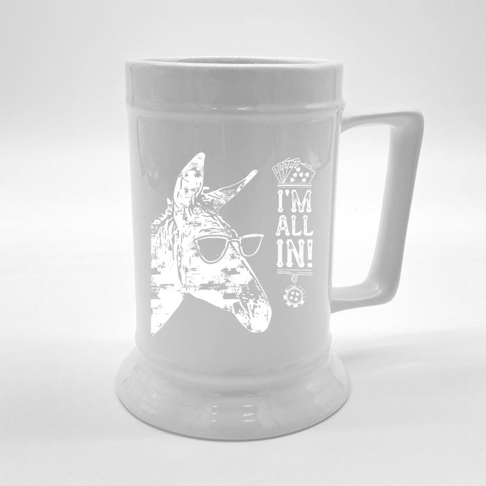 I'm All In Funny Poker Donkey Front & Back Beer Stein