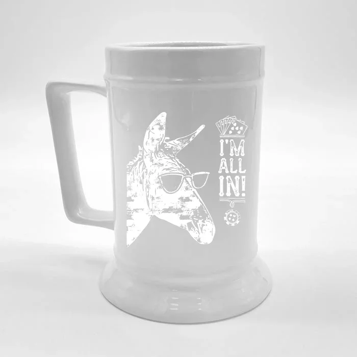 I'm All In Funny Poker Donkey Front & Back Beer Stein