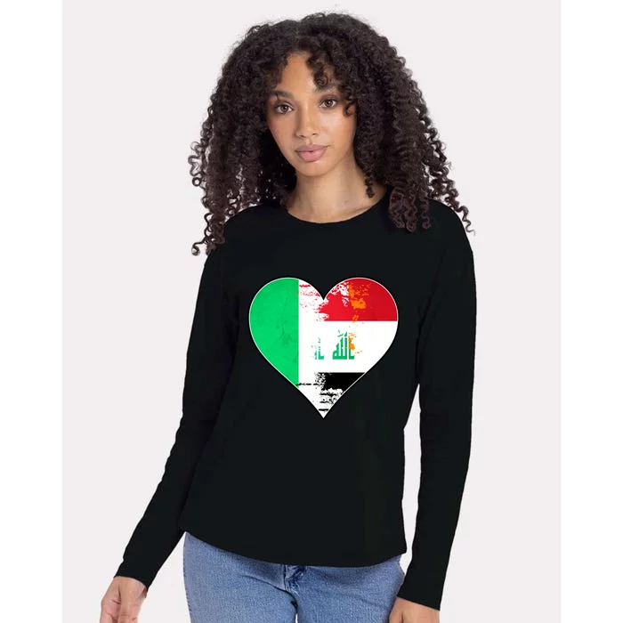 Irish And Iraqi Heart Mix Heritage Gift Womens Cotton Relaxed Long Sleeve T-Shirt