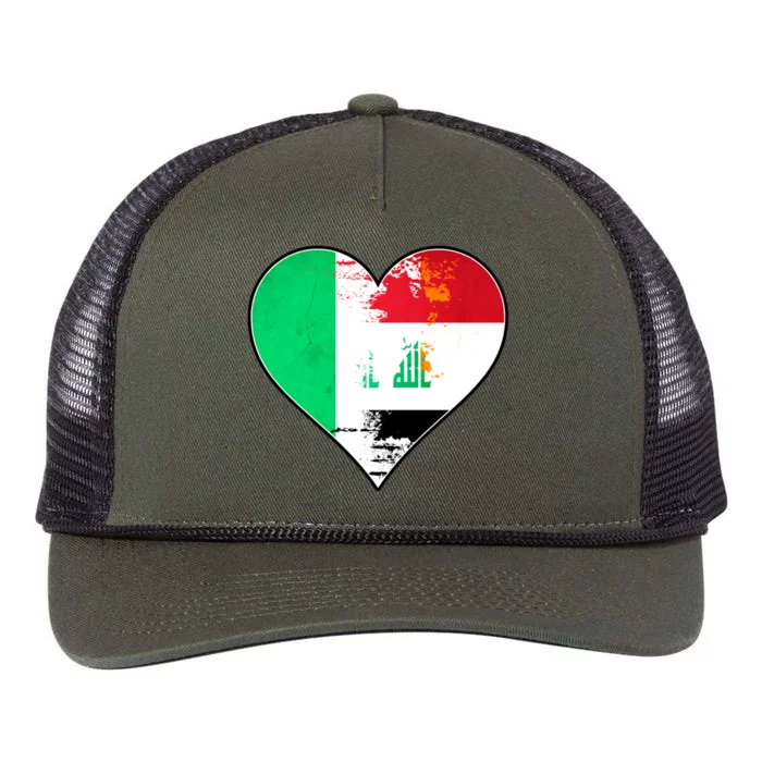 Irish And Iraqi Heart Mix Heritage Gift Retro Rope Trucker Hat Cap