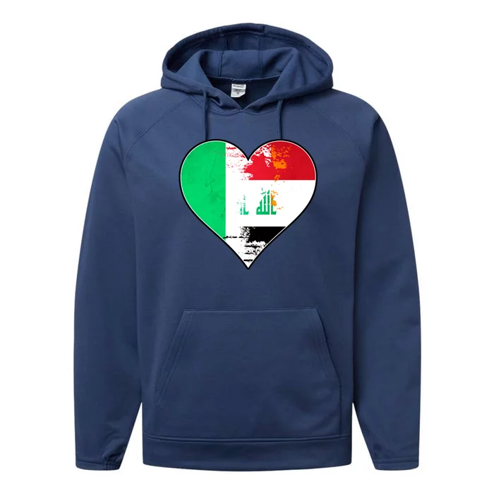 Irish And Iraqi Heart Mix Heritage Gift Performance Fleece Hoodie