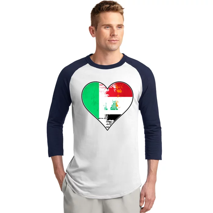 Irish And Iraqi Heart Mix Heritage Gift Baseball Sleeve Shirt