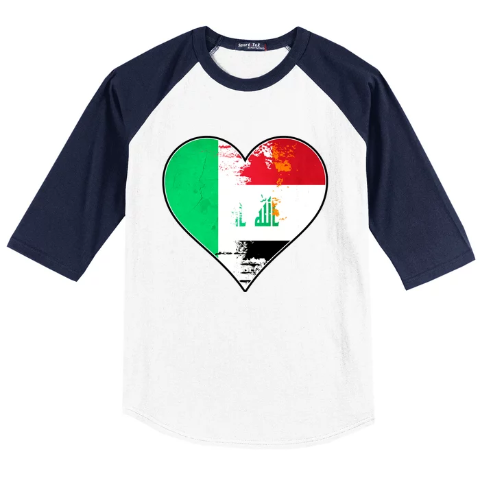 Irish And Iraqi Heart Mix Heritage Gift Baseball Sleeve Shirt