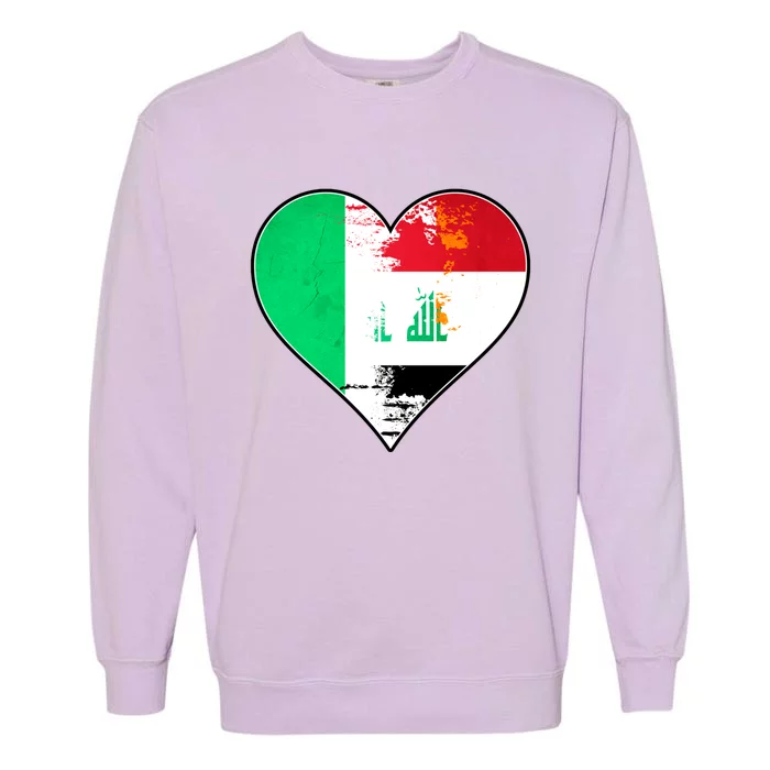 Irish And Iraqi Heart Mix Heritage Gift Garment-Dyed Sweatshirt