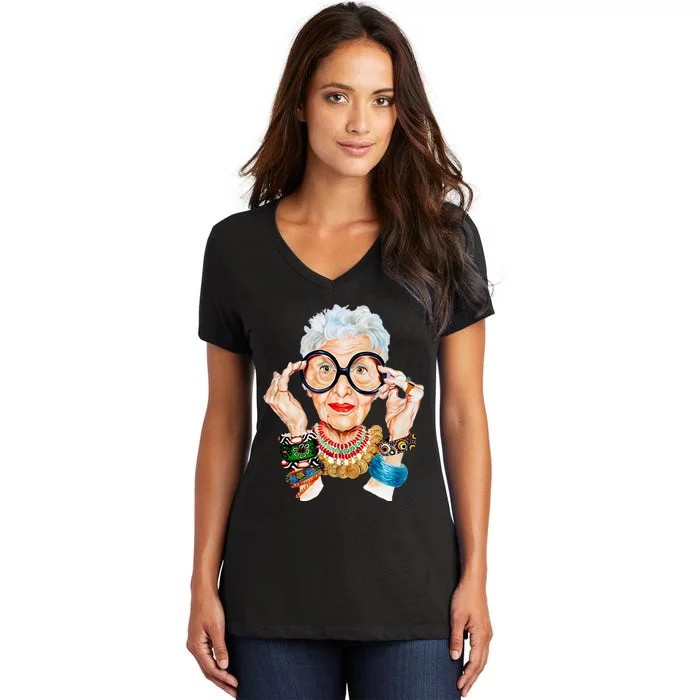 Iris Apfel Women's V-Neck T-Shirt