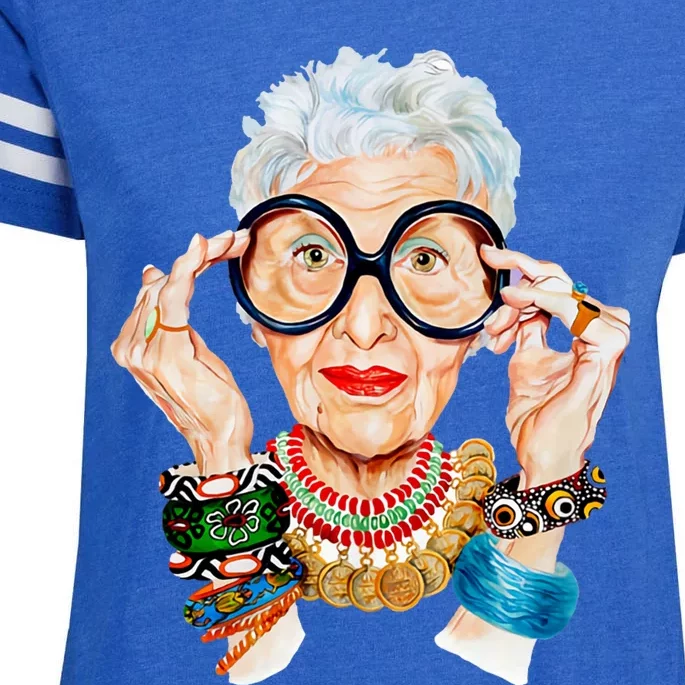 Iris Apfel Enza Ladies Jersey Football T-Shirt