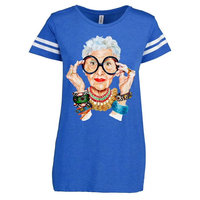 Iris Apfel Enza Ladies Jersey Football T-Shirt