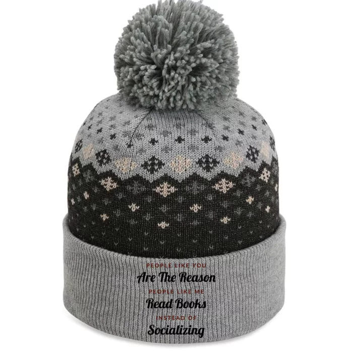 Introvert Antisocial Id Rather Be Reading Great Gift The Baniff Cuffed Pom Beanie