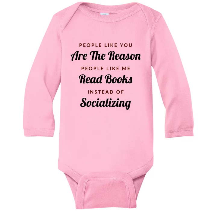 Introvert Antisocial Id Rather Be Reading Great Gift Baby Long Sleeve Bodysuit