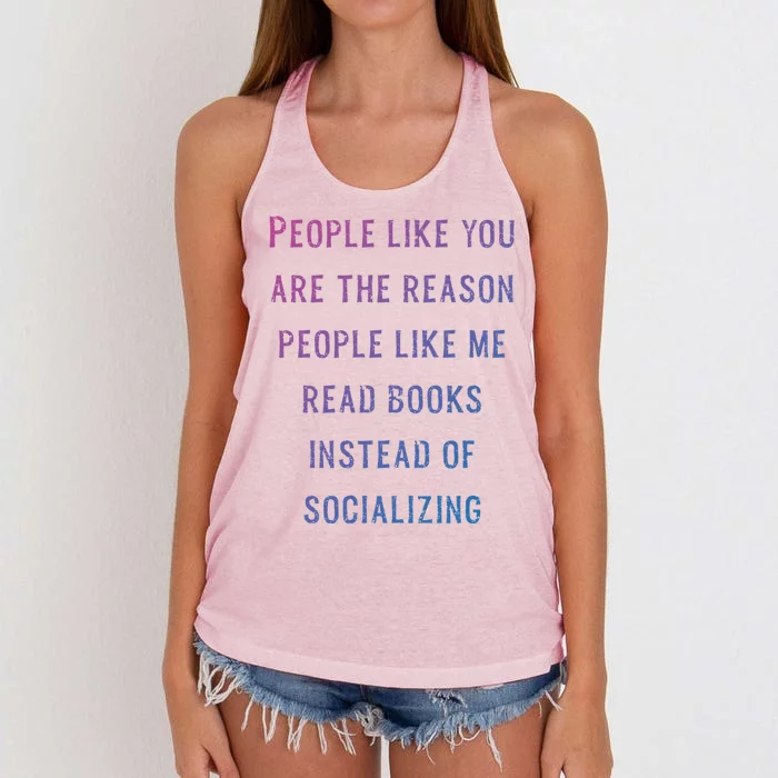 Introvert Antisocial Id Rather Be Reading Gift Women's Knotted Racerback Tank